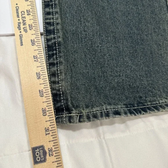 Y2K S2 Mens Wear Patch Embroidery Baggy Jeans  Hip Hop Vintage Blue Jeans 50x31 - Picture 11 of 14